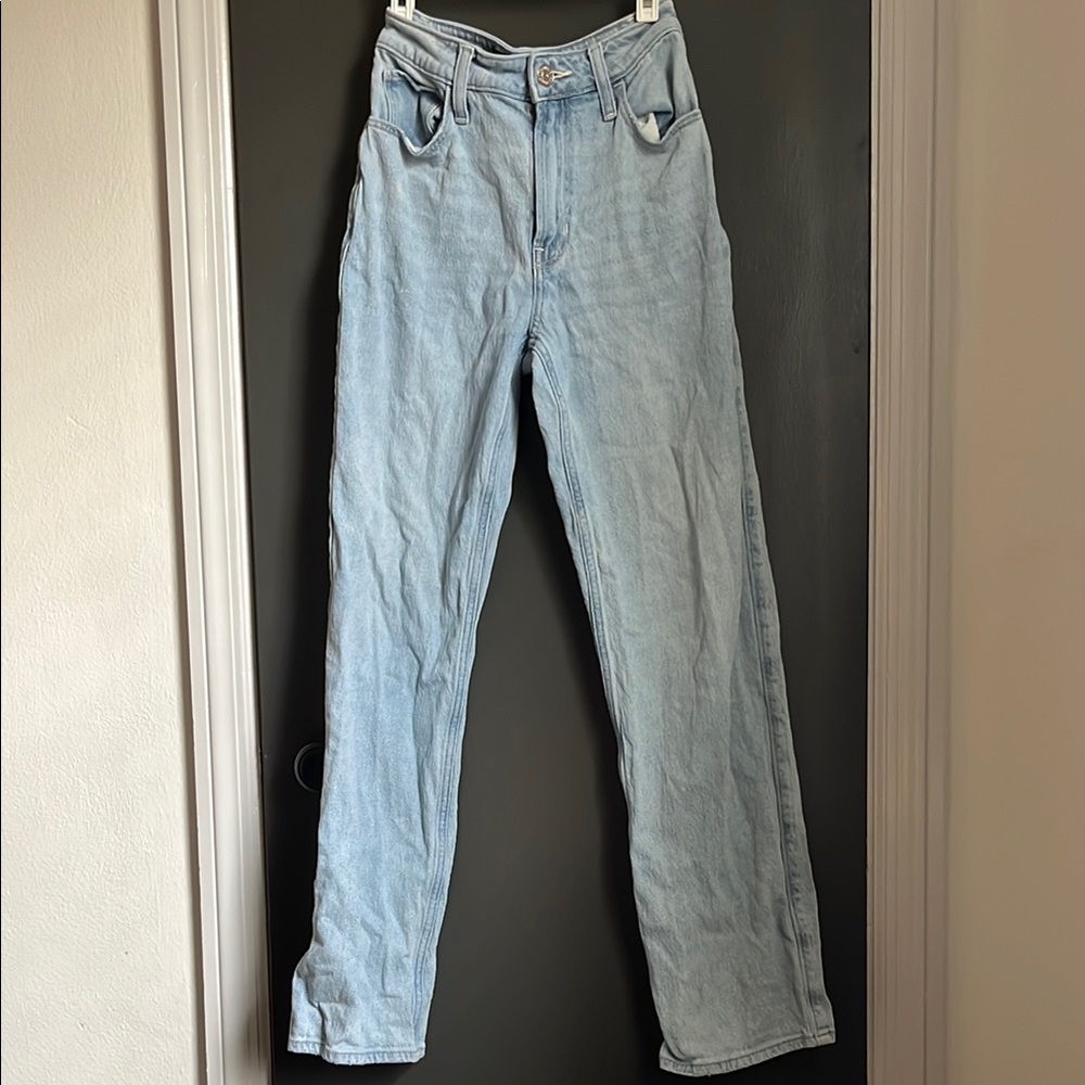 Hollister Blue High-Waisted Straight Leg Jeans